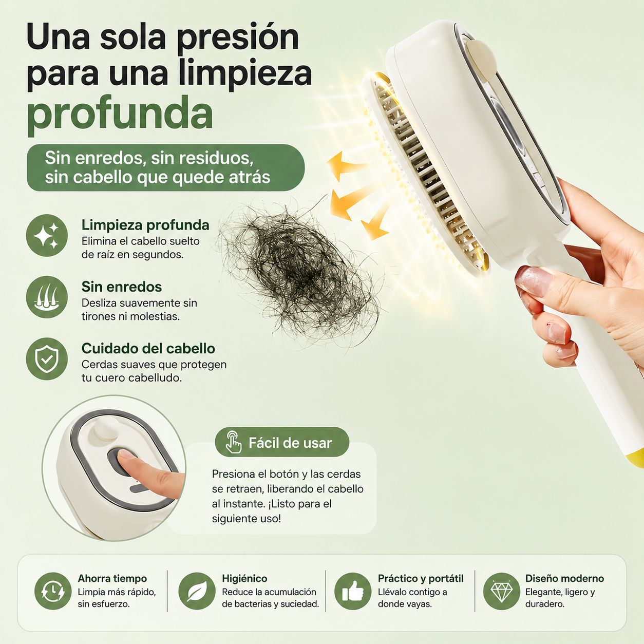 Cepillo Eléctrico Masajeador para el Cabello con Rociador de Aceites Esenciales y Tecnología de Autolimpieza
