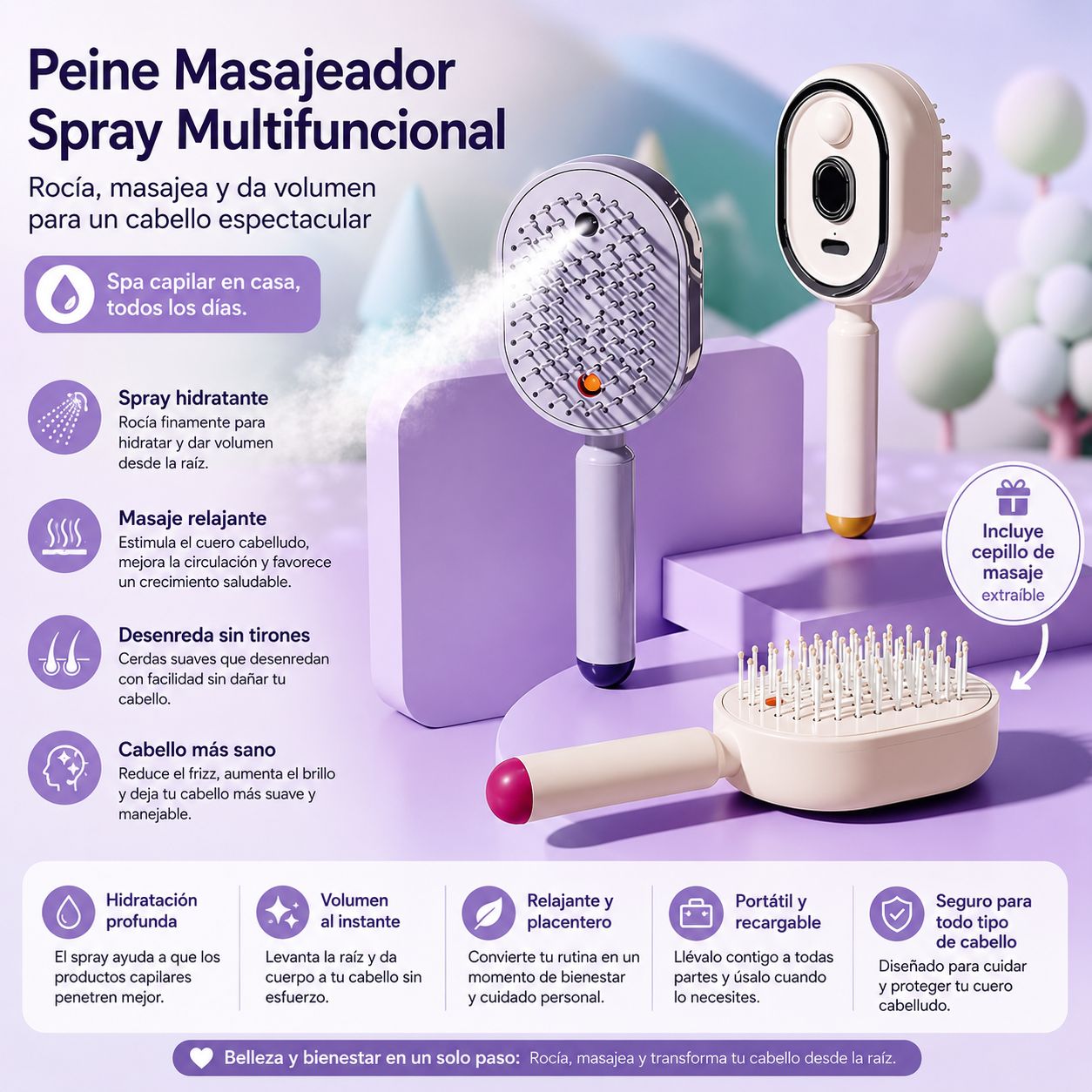 CEPIZ — Cepillo Eléctrico Masaje & Spray 4-en-1