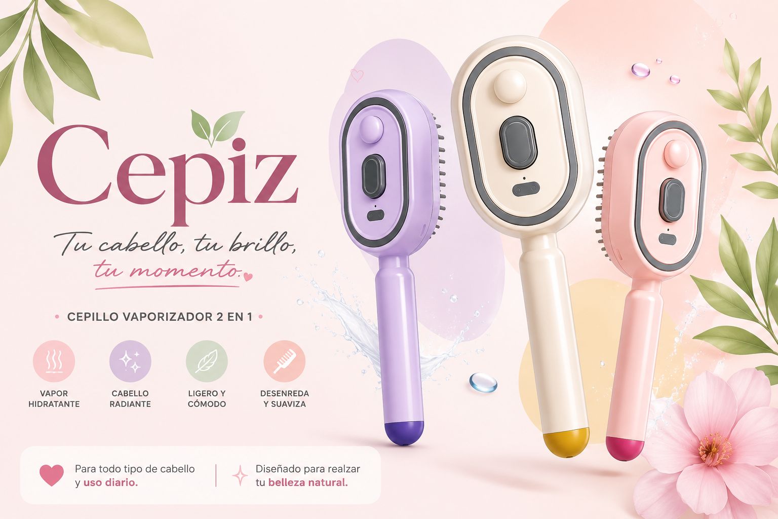 CEPIZ — Cepillo Eléctrico Masaje & Spray 4-en-1