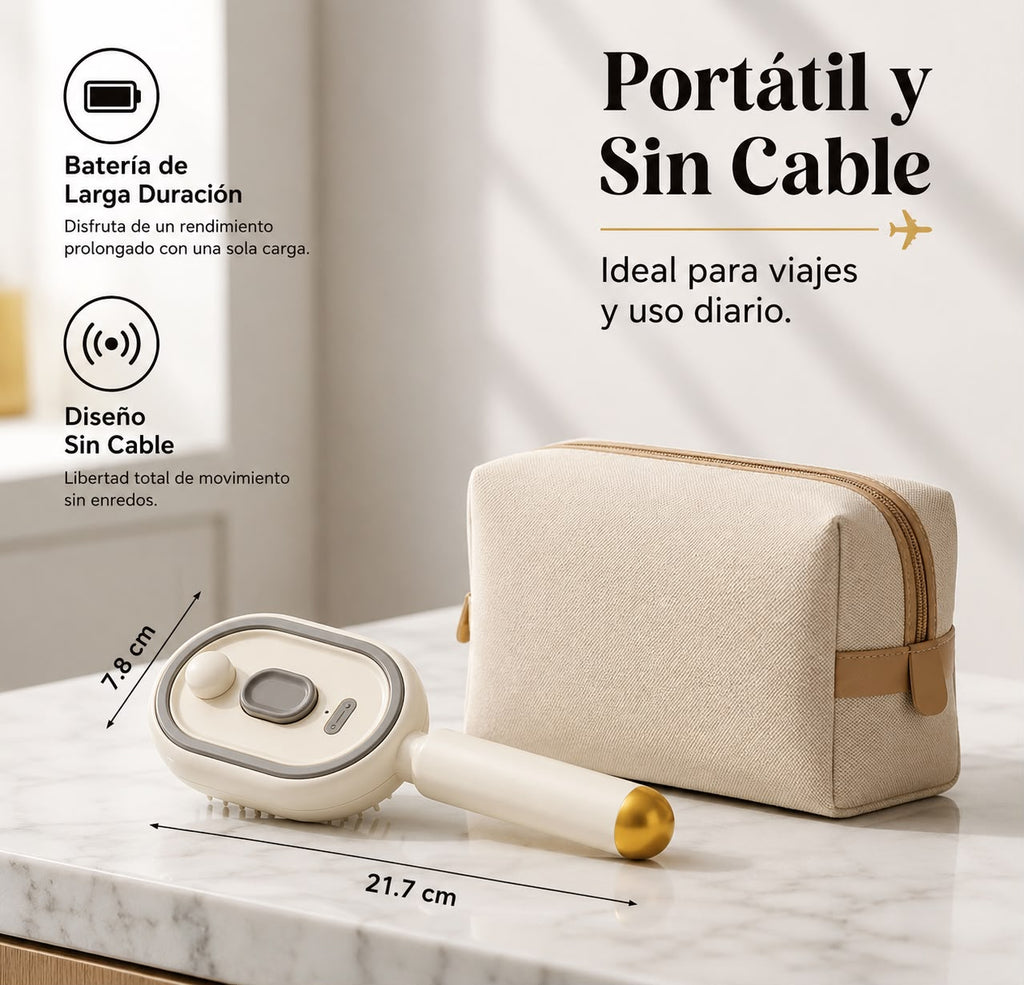 Cepillo Eléctrico Masajeador para el Cabello con Rociador de Aceites Esenciales y Tecnología de Autolimpieza
