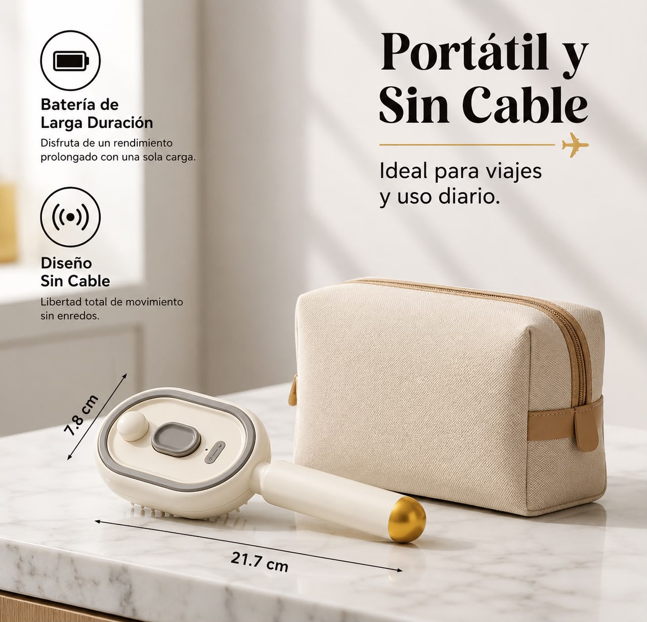 Cepillo Eléctrico Masajeador para el Cabello con Rociador de Aceites Esenciales y Tecnología de Autolimpieza