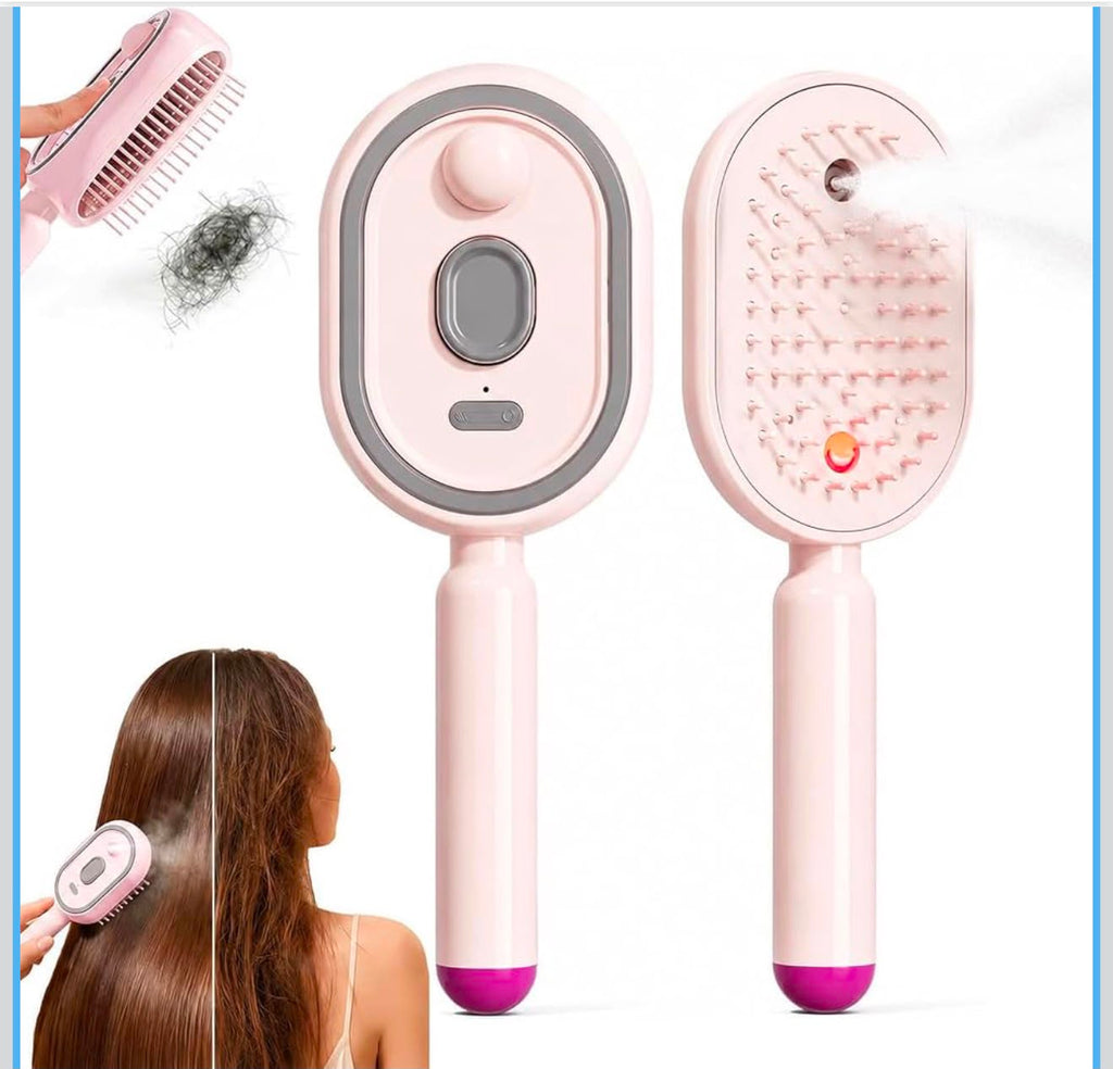 Cepillo Eléctrico Masajeador para el Cabello con Rociador de Aceites Esenciales y Tecnología de Autolimpieza